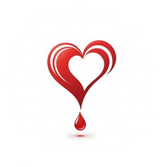 Elegant crimson heart symbol with fluid droplet expressing emotion and feeling