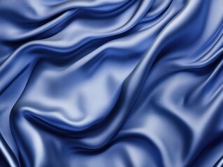 Fototapeta premium Close up of deep blue silk fabric with folds and ripples