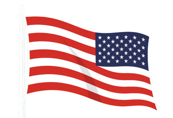 Fototapeta premium American Flag Illustration, Red and White Stripes, Blue Stars, Transparent Background