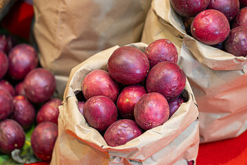 Passion fruit selling in the paper bag