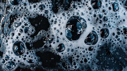 Abstract Water Surface with Bubbles and Liquid Reflections