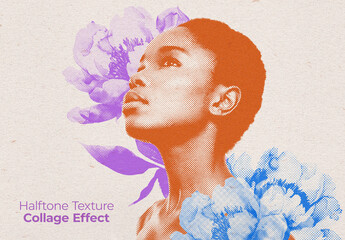 Halftone Texture Collage Photo Effect