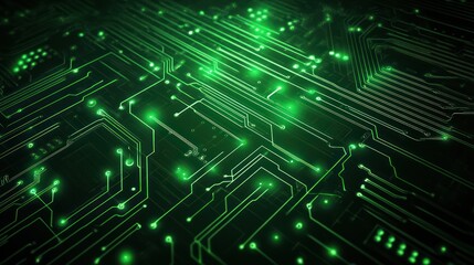 Obraz premium Intricate green circuit board
