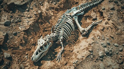 Dinosaur Fossil Skeleton in Earth: Paleontological Discovery and Archaeological Context