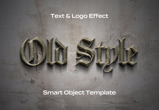 Old Texture Cinematic Movie Text Logo Style Effect Mockup Logotype Template Shape