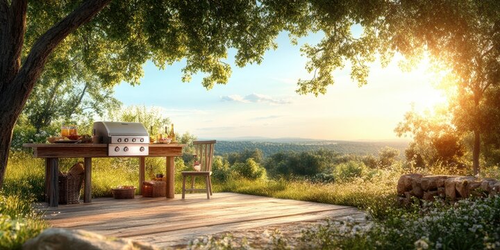 Barbeque backyard food banner