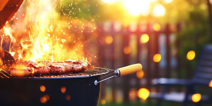 Barbeque backyard food banner