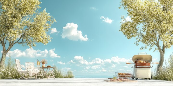 Barbeque backyard food banner