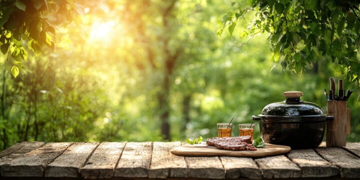 Barbeque backyard food banner