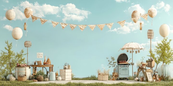 Barbeque backyard food banner