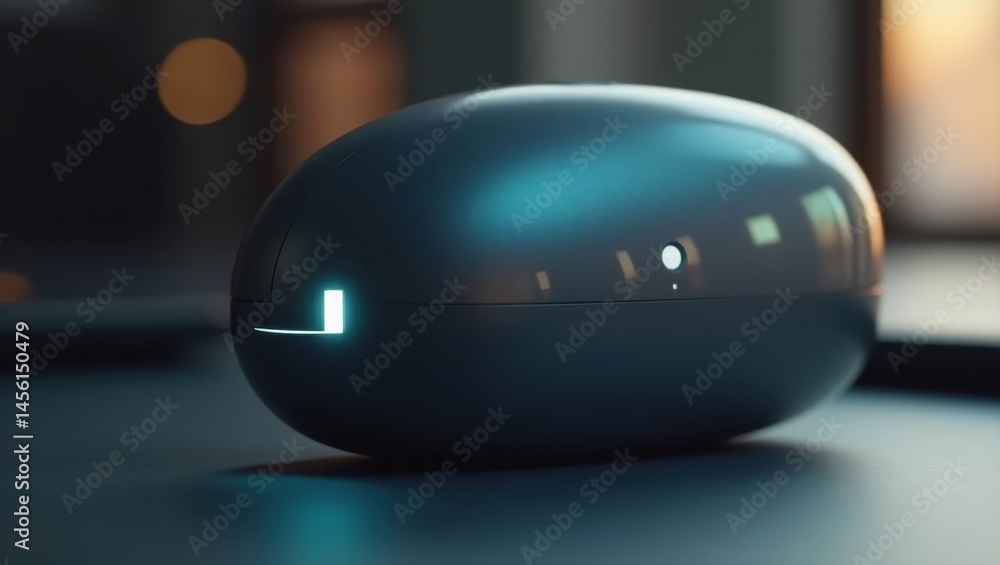 Poster smooth pebble. digital render. modern design. glossy surface. blue tone. night background. tech conc