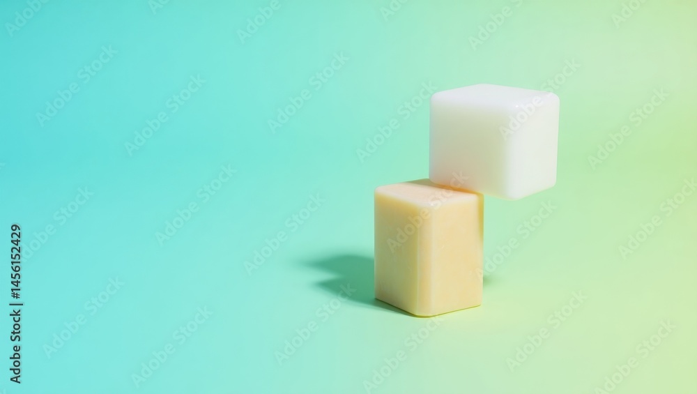 Poster storytelling marketing. cubes represent narrative. isolated background, copyspace.. two stacked cube