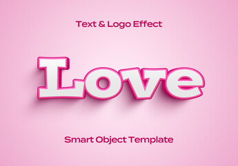 Love Feminine Pink Red Text Logo Style Effect Mockup Logotype Template Shape