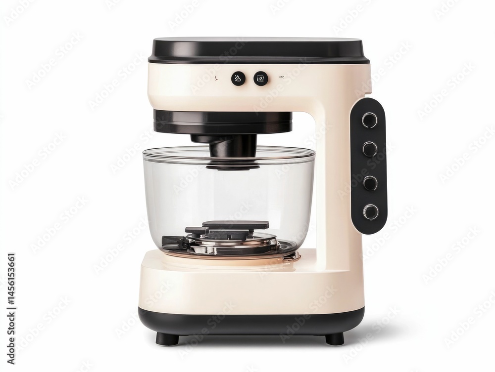 Aufkleber sleek and efficient food processor with transparent buttons and textured exterior sitting on a white