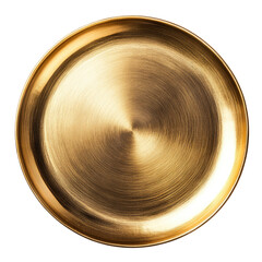 Top View of Elegant Golden Plate Isolated on White Background