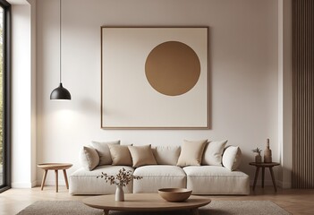 Beige Abstract Canvas Art Modern Minimalist Wall Decor Mockup