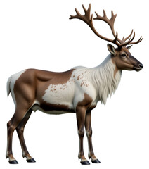 Obraz premium Brown and White Reindeer, 3D Render with Transparent Background