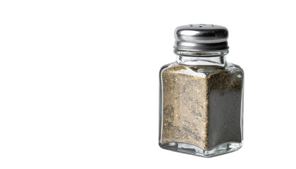 Glass pepper shaker isolated on solid white background 