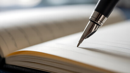 Elegant fountain pen writing in a pristine notebook pure elegance in motion
