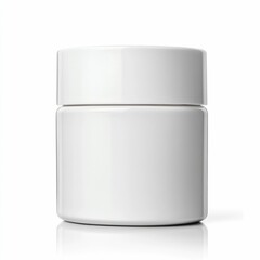 Detailed Photograph of a Matte White Cosmetic Jar with Screw Top Lid Isolated on a Clean White Background  Ideal for Packaging Branding and Advertising Purposes