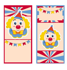 circus labels with clown