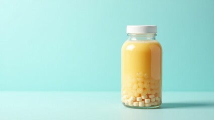 Sugar Free Electrolytes. Yellow bubble tea with tapioca pearls in glas