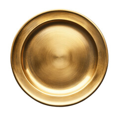 Top View of Elegant Golden Plate Isolated on White Background