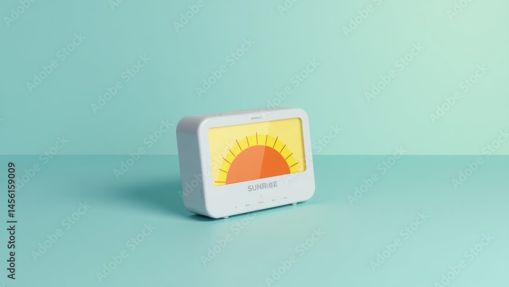 Aufkleber sunrise alarm clock. simple wake call.. isolated background, copyspace.. simple alarm clock marks ne