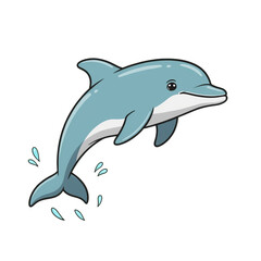 Fototapeta premium Cartoon Dolphin, Blue and White, Transparent Background