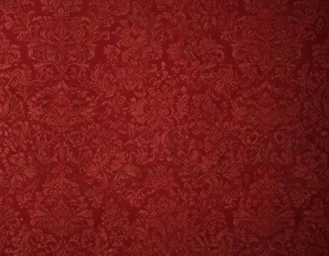 Fototapeta Deep crimson damask wallpaper, intricate ornate pattern , acanthus, tapestry, ornate