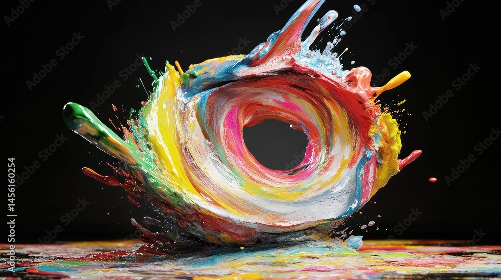 Fototapete abstract paint vortex twisting in space, dynamic liquid shape captured mid-motion, 3d style