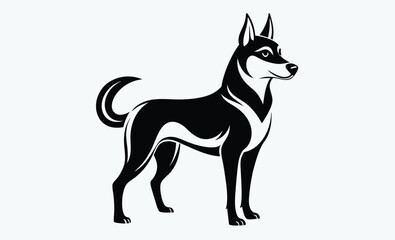 Dog one line drawing, Dog continuous one line art drawing of outline, vector illustration