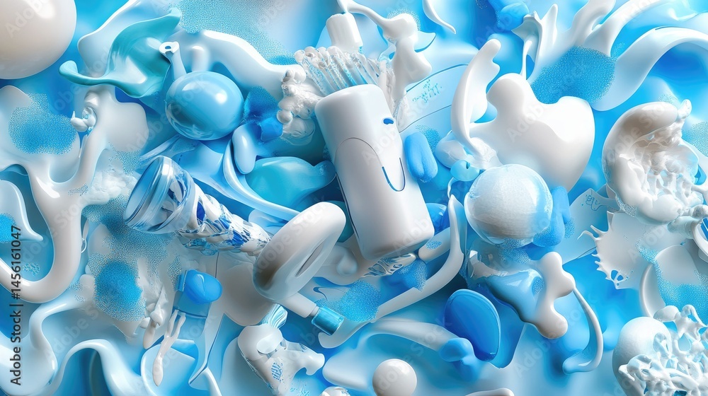Poster abstract healthcare-themed gradient with dna and molecular patterns in light blue and white tones