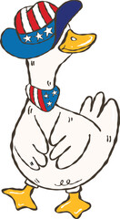 Retro goose on independence day, Silly goose on in 4th of July Hand-drawn