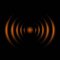 Orange realistic radar, signal, noise, sound waves, vibration vector icon