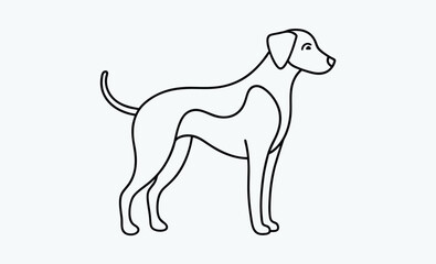 Dog one line drawing, Dog continuous one line art drawing of outline, vector illustration