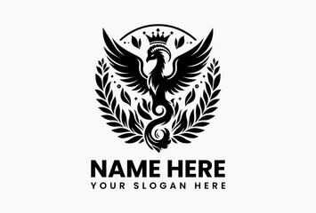 Naklejka premium Fantasy cartoon harpy character wearing a crown with floral decoration in colorful vector logo design, symbolizing mythical grace, freedom, and creative energy 
