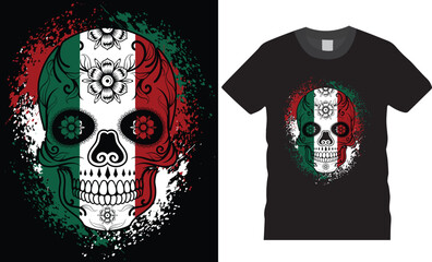 Day of the dead typography graphic printed t-shirt design.