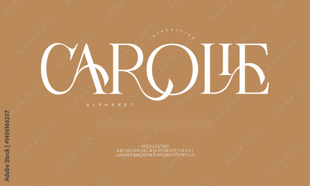 Poster decorative and luxurious serif font with swashy details and elegant curves for sophisticated brandin