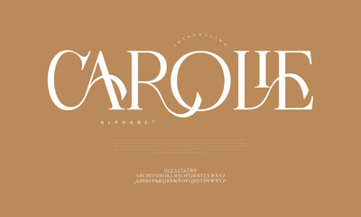 Decorative and luxurious serif font with swashy details and elegant curves for sophisticated branding and invitations
