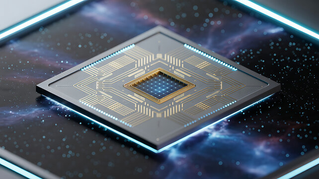 Hightech microprocessor with intricate circuitry showcasing advanced electronics