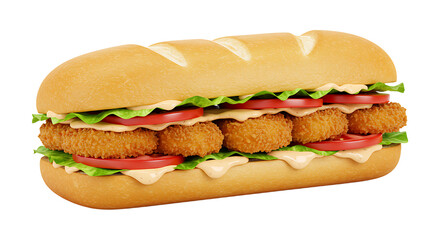 Delicious crispy chicken sandwich with fresh lettuce, tomatoes, and tasty sauce