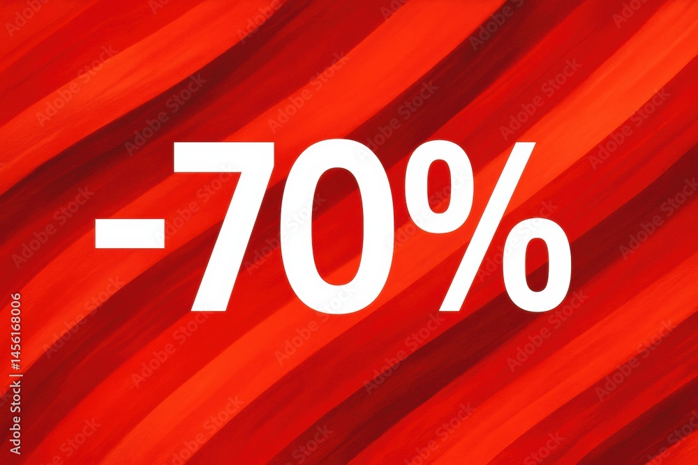 Poster percentage discount sign displayed on a vibrant red background highlighting an ongoing sale event at