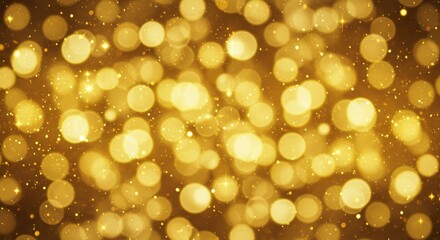 Golden Glittering Bokeh Lights Background Festive Sparkle
