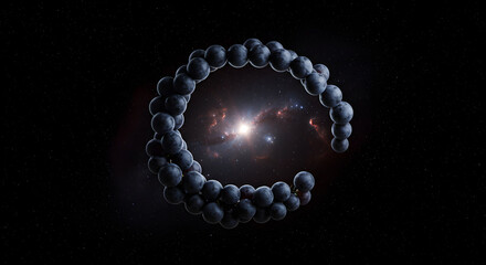 Grapes Forming An Abstract Cosmic Shape Against A Nebula Backdrop