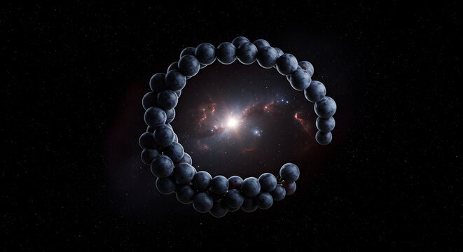 Grapes Forming An Abstract Cosmic Shape Against A Nebula Backdrop