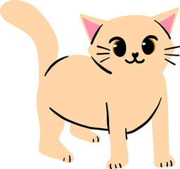 Beige Cat Standing with Alert Pose