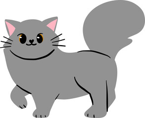 Fluffy Gray Cat Walking Gracefully