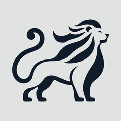 Clean lion standing in silhouette style vector illustration