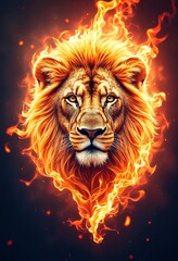Fototapeta premium Fiery Lion Head Abstract Fire Wildlife Art